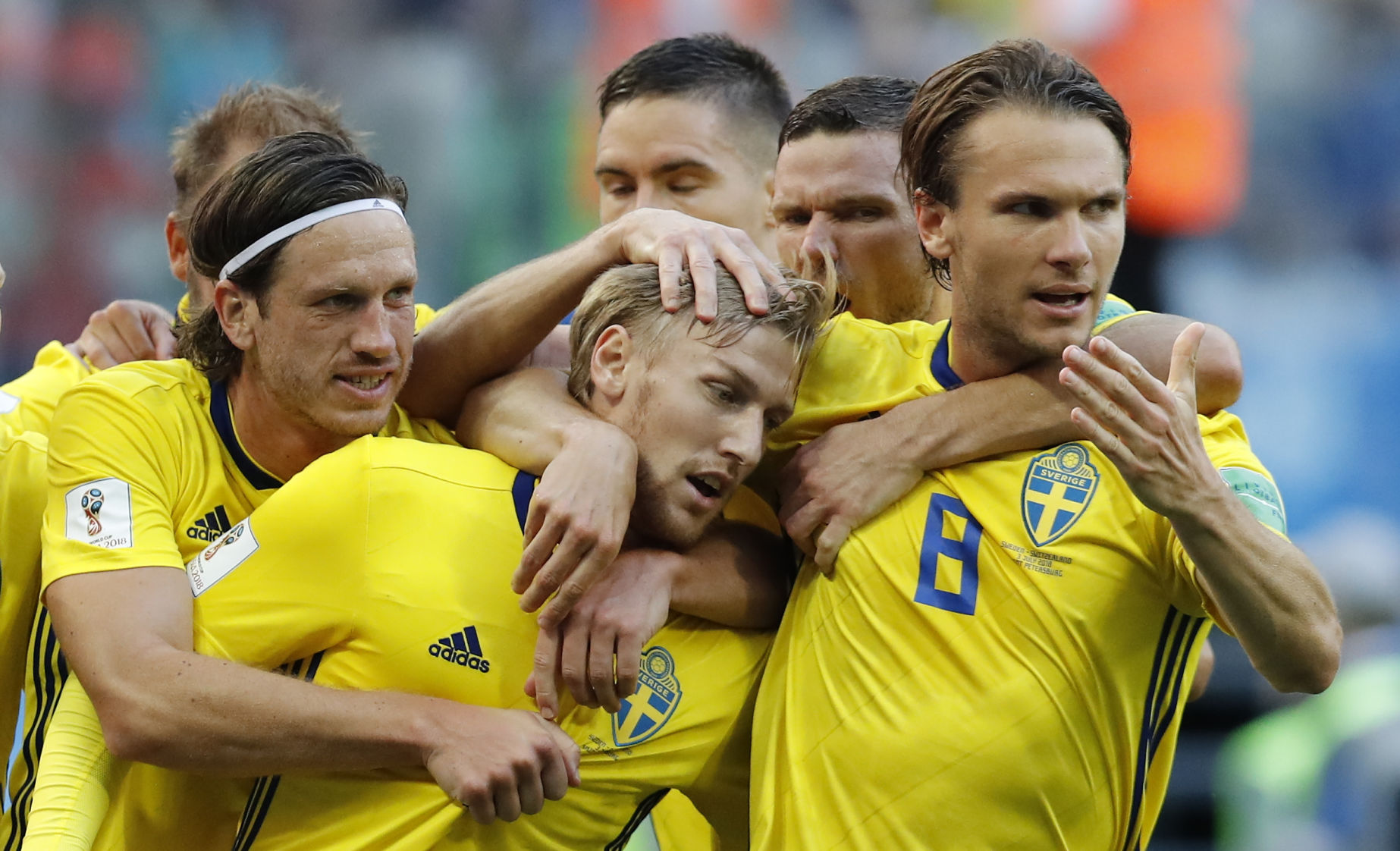 Swedish players celebrate